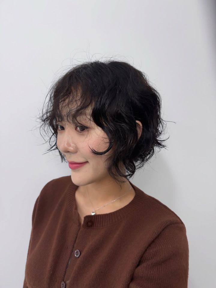 굵은히피펌 · 단발펌